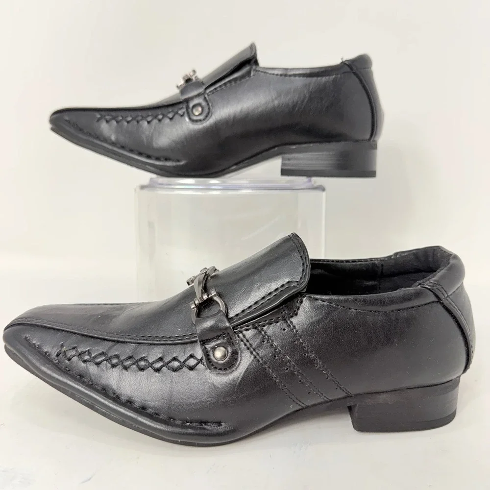 BB&W Classic Kids Black Square Toe Bit Loafer Dress Shoes M1735 Size 12/13